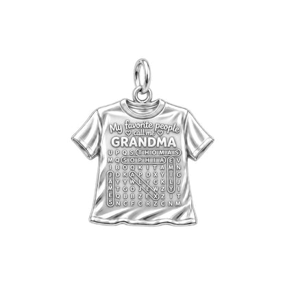 Favorite People Word Search Charm Bracelet – Personalized Nana Gift – silver plated 3 cm charm, front view