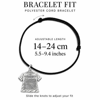 Favorite People Word Search Charm Bracelet – Personalized Nana Gift – adjustable black cord bracelet, 14–24 cm