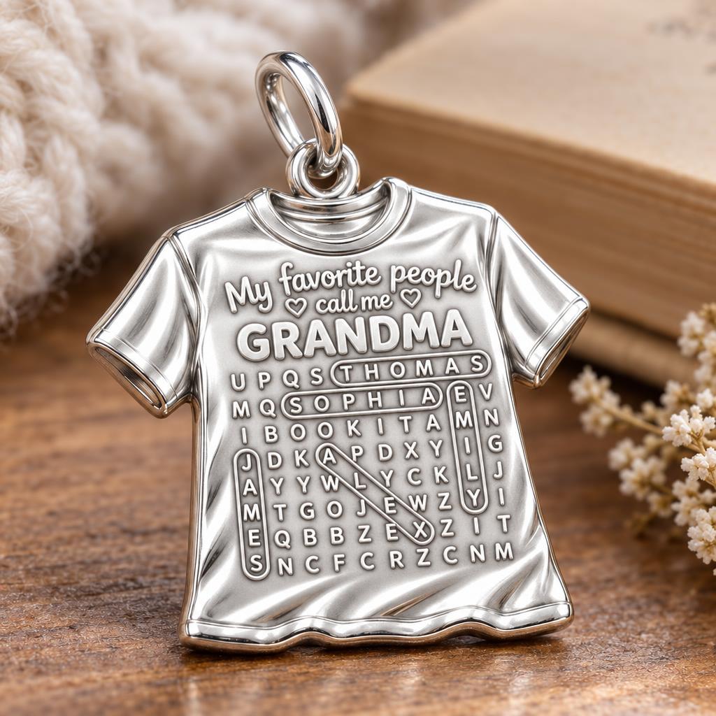 Favorite People Word Search Charm Bracelet – Personalized Nana Gift – macro detail of the charm