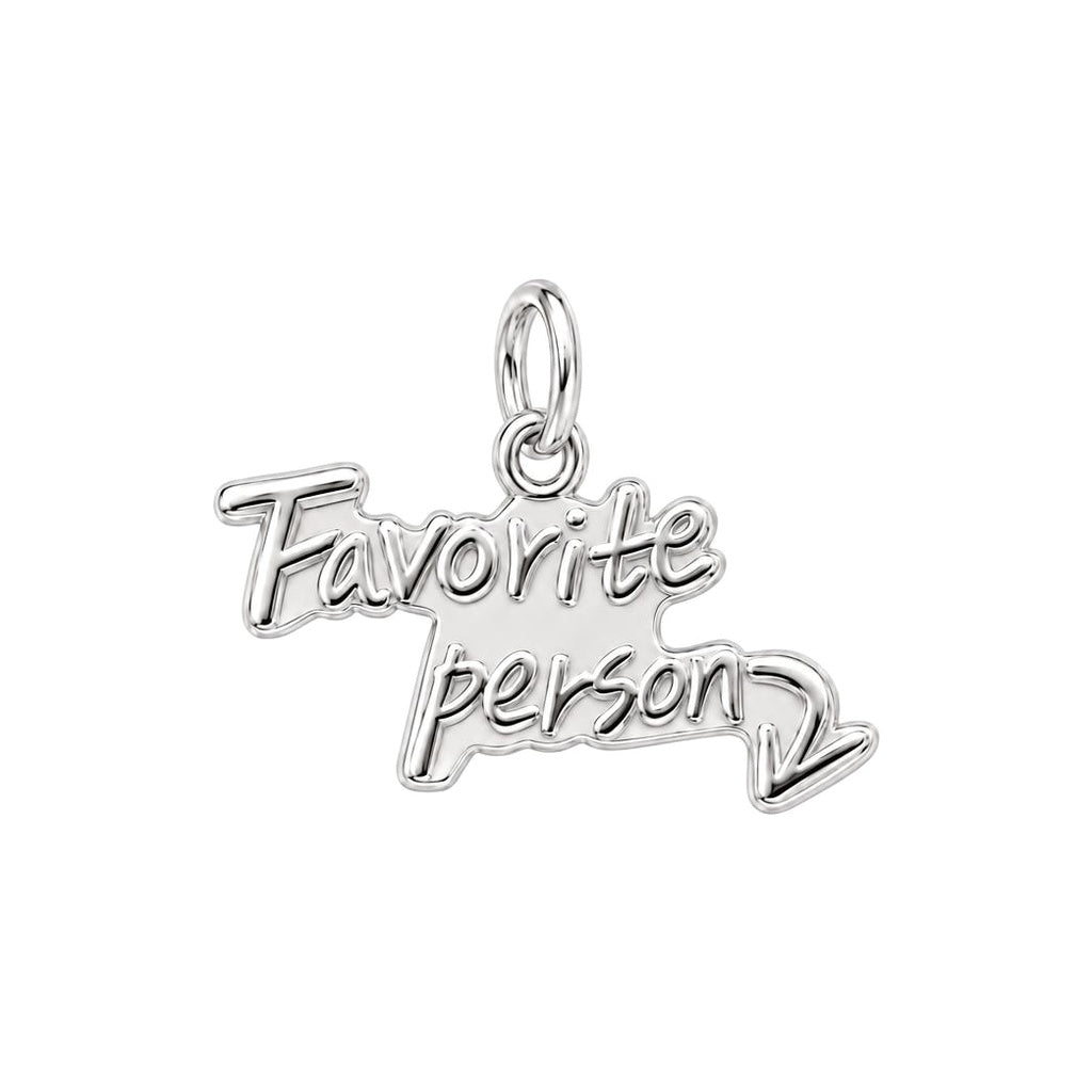 Favorite Person Charm Bracelet – Personalized Couple Gift – silver plated 2 cm charm, front view