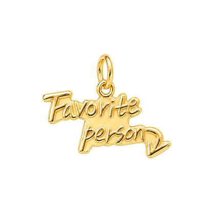 Favorite Person Charm Bracelet – Personalized Couple Gift – 18K gold plated 2 cm charm, front view