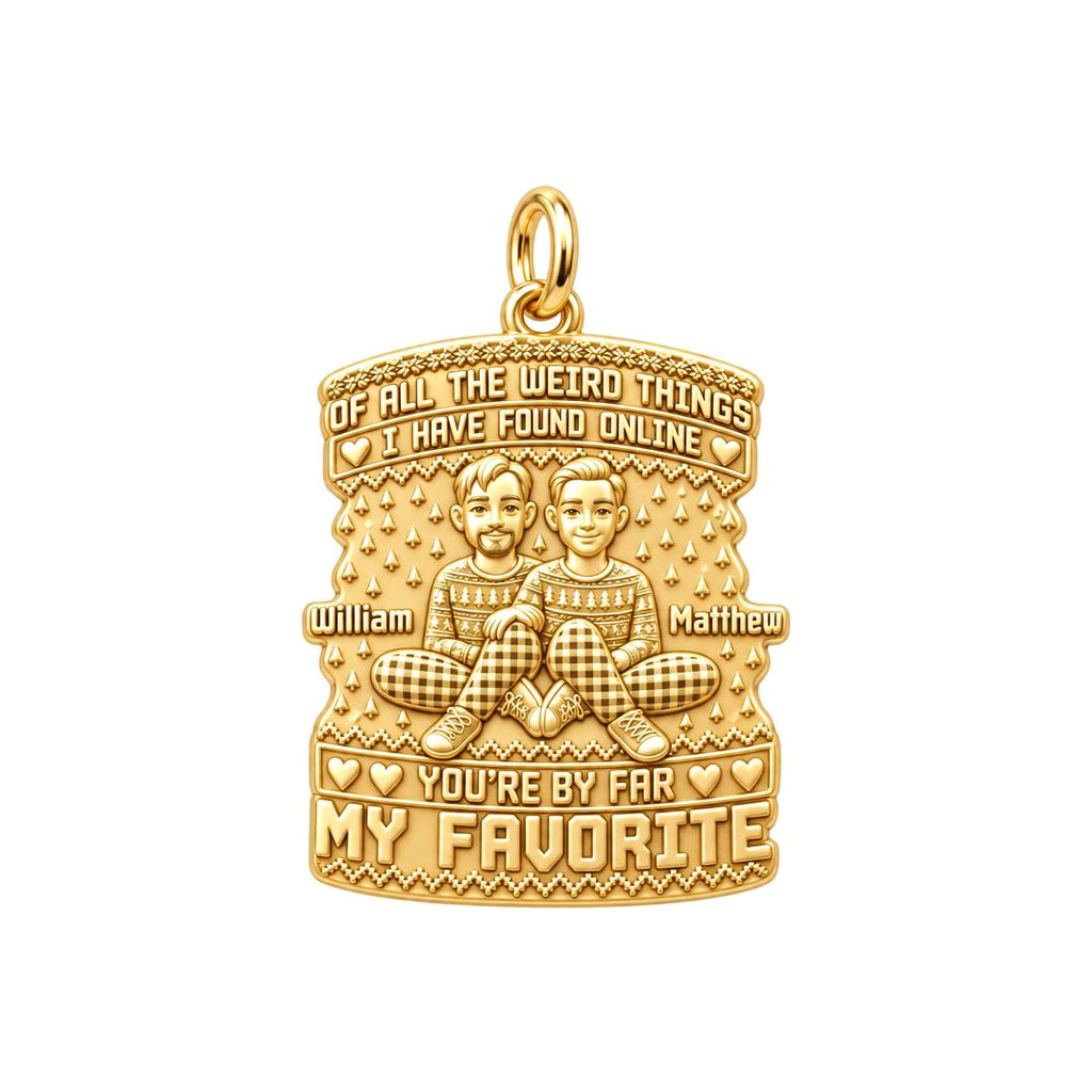Favorite Weird Find Charm Bracelet – Personalized Couple Gift – 18K gold plated 3 cm charm, front view