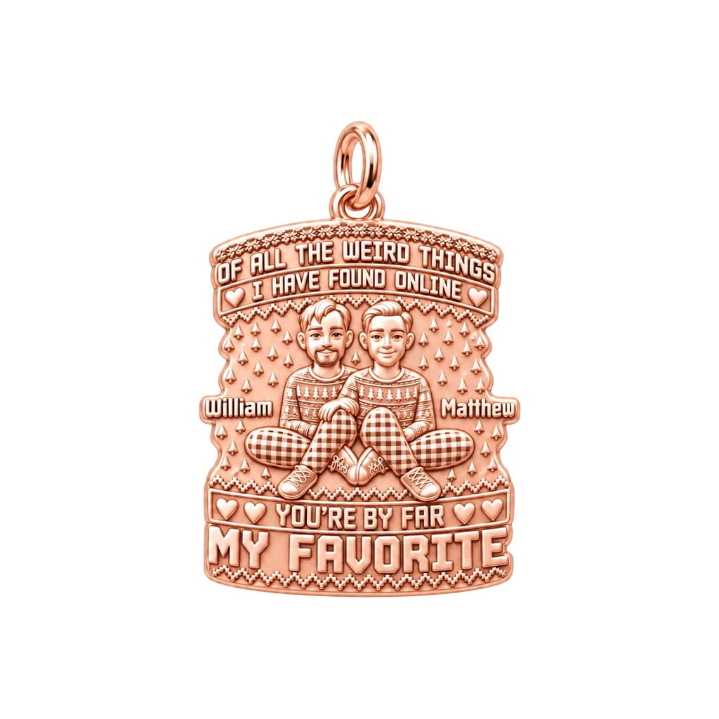 Favorite Weird Find Charm Bracelet – Personalized Couple Gift – rose gold 3 cm charm, front view