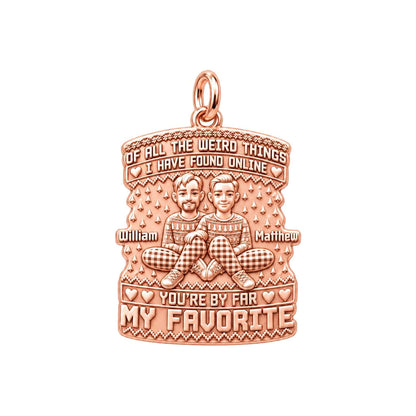 Favorite Weird Find Charm Bracelet – Personalized Couple Gift – rose gold 3 cm charm, front view