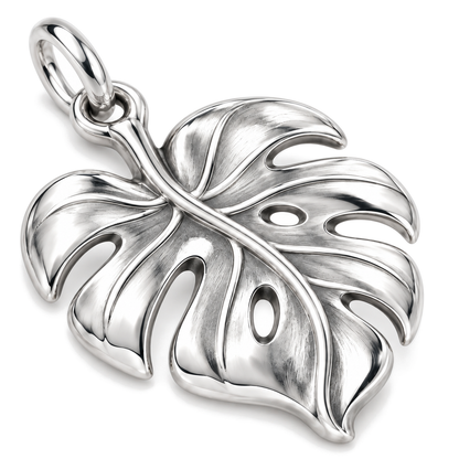 Fearless Monstera Charm — Silver Super Macro | charm-topics-remaining-444-2026-09-14 | topic-174