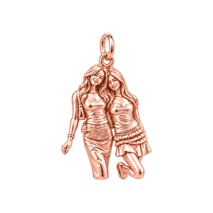 Female Best Friends Inseparable Charm Bracelet – Personalized Besties Gift – rose gold charm, front view