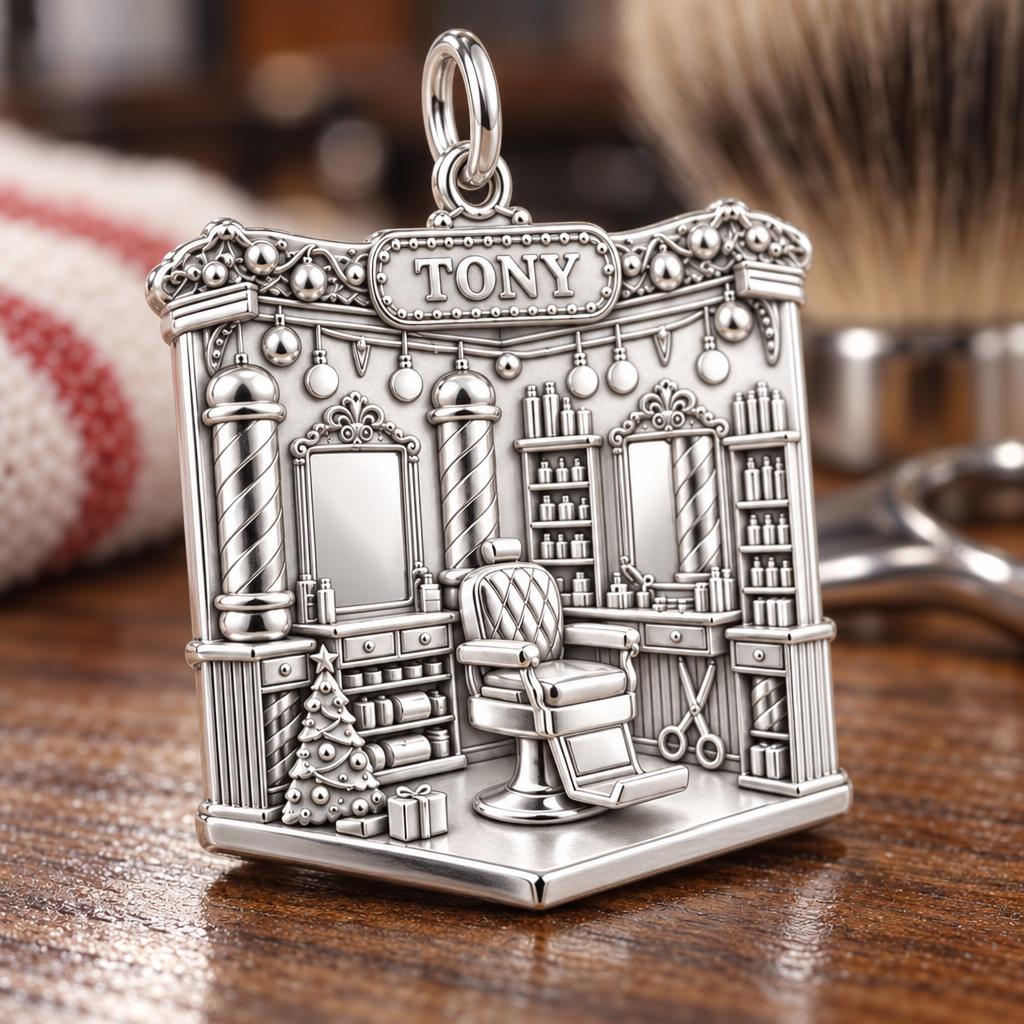 Festive Barber Shop Charm and Polyester Cord Bracelet Set