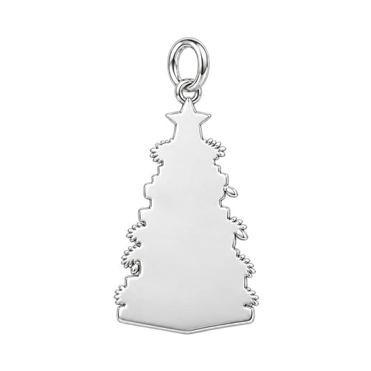 Festive Book Stack Tree Charm Bracelet – Personalized Book Lover Gift – back of the charm, engraving area