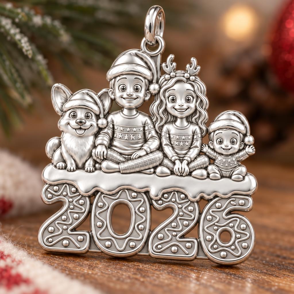 Festive Family 2026 Charm Bracelet – Personalized Mom Gift – macro detail of the charm