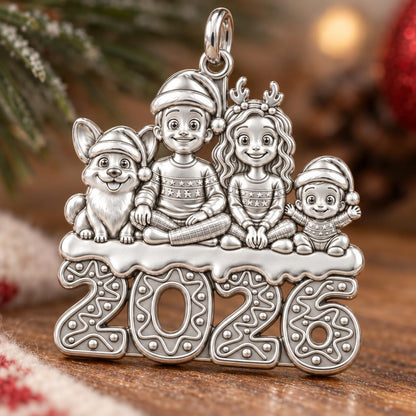 Festive Family 2026 Charm Bracelet – Personalized Mom Gift – macro detail of the charm