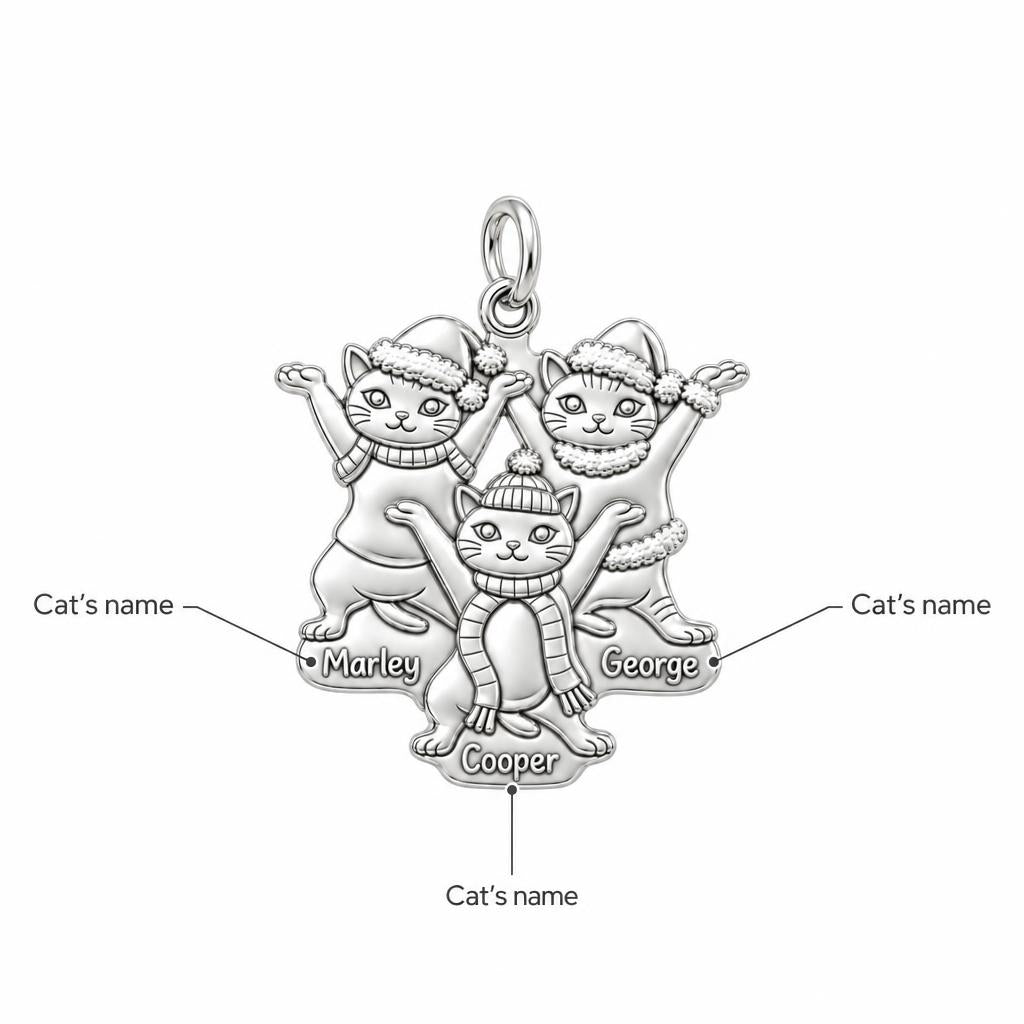 Festive Feline Trio Charm Bracelet – Personalized Cat Mom Gift – personalization guide