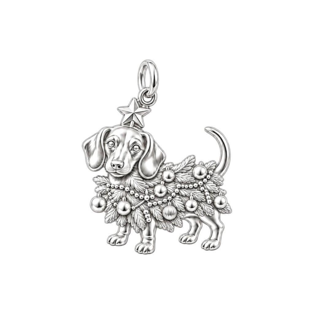 Festive Furry Tree Charm Bracelet – Personalized Dog Mom Gift – silver charm, front view
