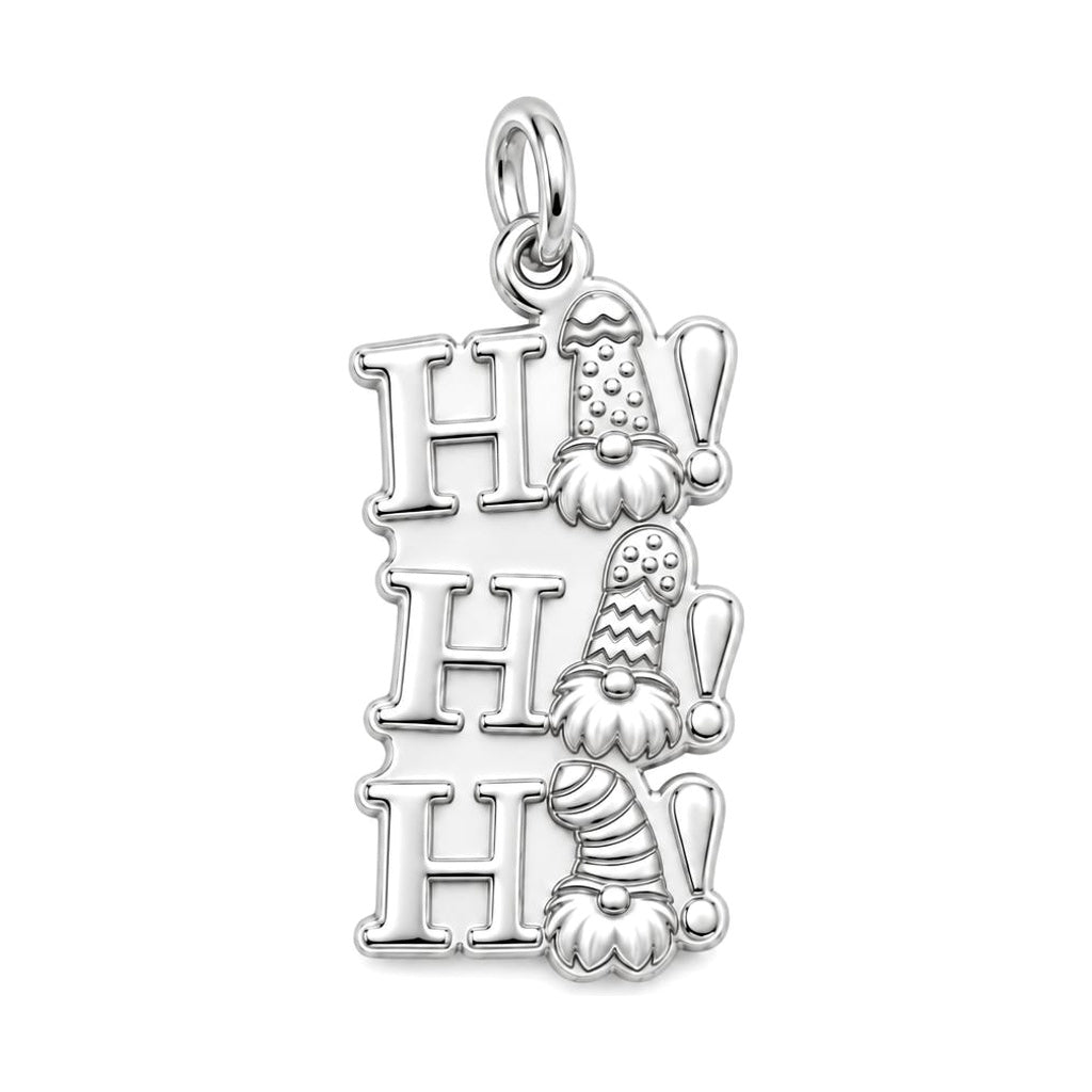 Festive Gnome Ho Ho Ho Charm Bracelet – Personalized Mom Gift – silver charm, front view