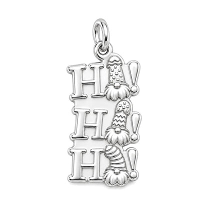 Festive Gnome Ho Ho Ho Charm Bracelet – Personalized Mom Gift – silver charm, front view