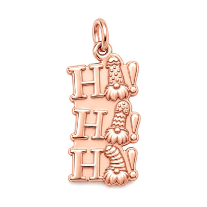 Festive Gnome Ho Ho Ho Charm Bracelet – Personalized Mom Gift – rose gold charm, front view