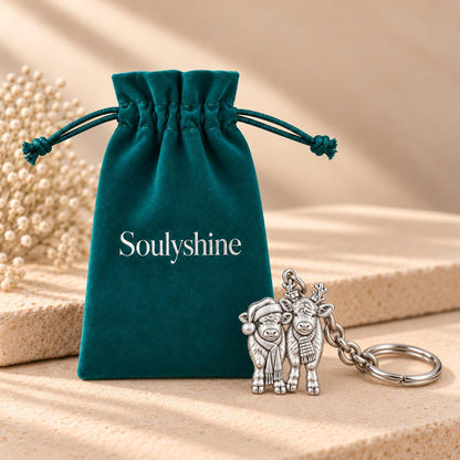 Festive Highland Calves Charm Keychain – Soulyshine velvet gift pouch