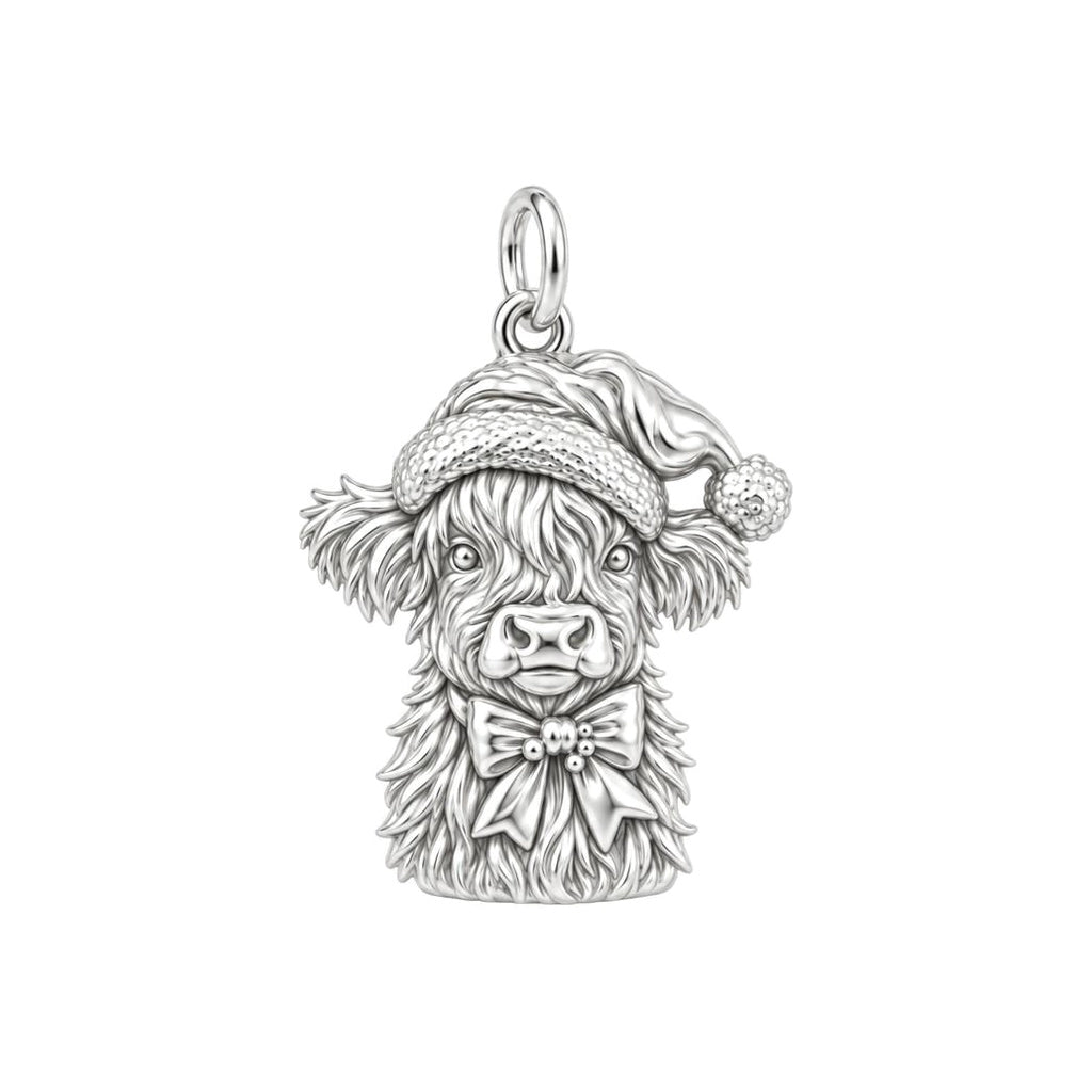 Festive Highland Cow Charm and Polyester Cord Bracelet Set