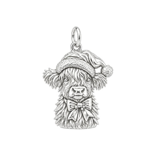 Festive Highland Cow Charm and Polyester Cord Bracelet Set