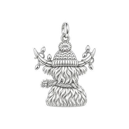 Festive Highland Cow Charm and Polyester Cord Bracelet Set