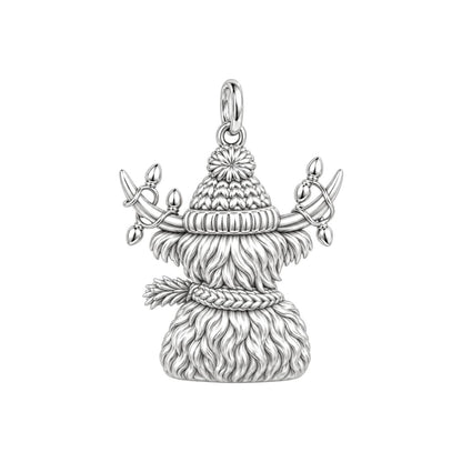 Festive Highland Cow Charm Necklace Set – back of the charm, engraving area