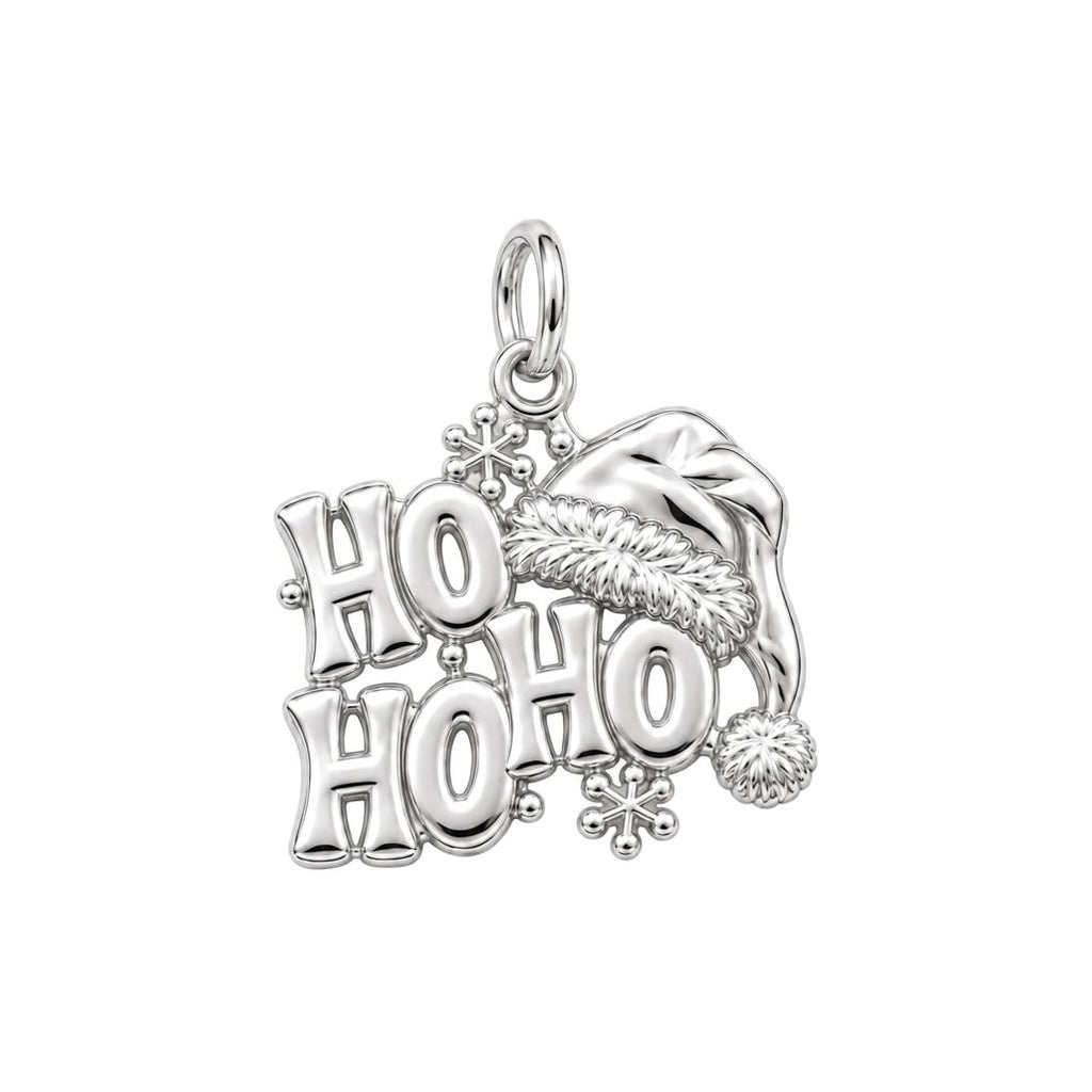 Festive Ho Ho Ho Charm Bracelet – Personalized Mom Gift – silver charm, front view