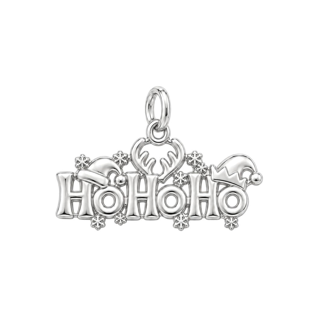 Festive Ho Ho Ho Charm Bracelet – Personalized Mom Gift – silver charm, front view