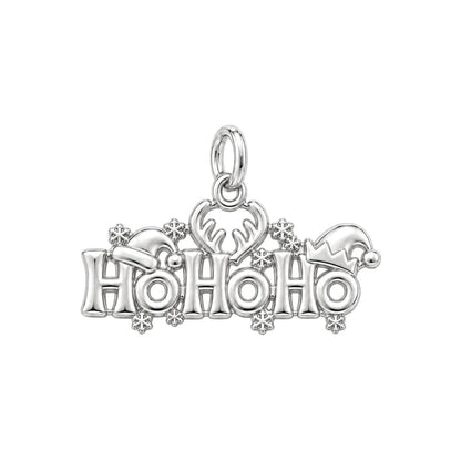 Festive Ho Ho Ho Charm Bracelet – Personalized Mom Gift – silver charm, front view