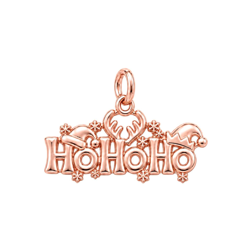 Festive Ho Ho Ho Charm Bracelet – Personalized Mom Gift – rose gold charm, front view