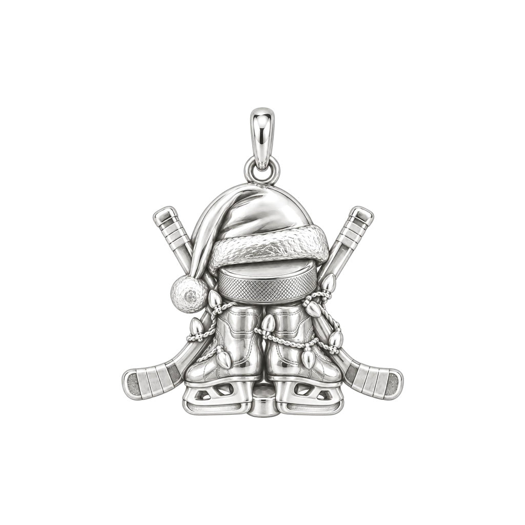 Festive Hockey Skates Charm Bracelet – Personalized Athlete Gift – back of the charm, engraving area