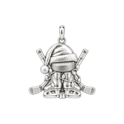 Festive Hockey Skates Charm Bracelet – Personalized Athlete Gift – back of the charm, engraving area