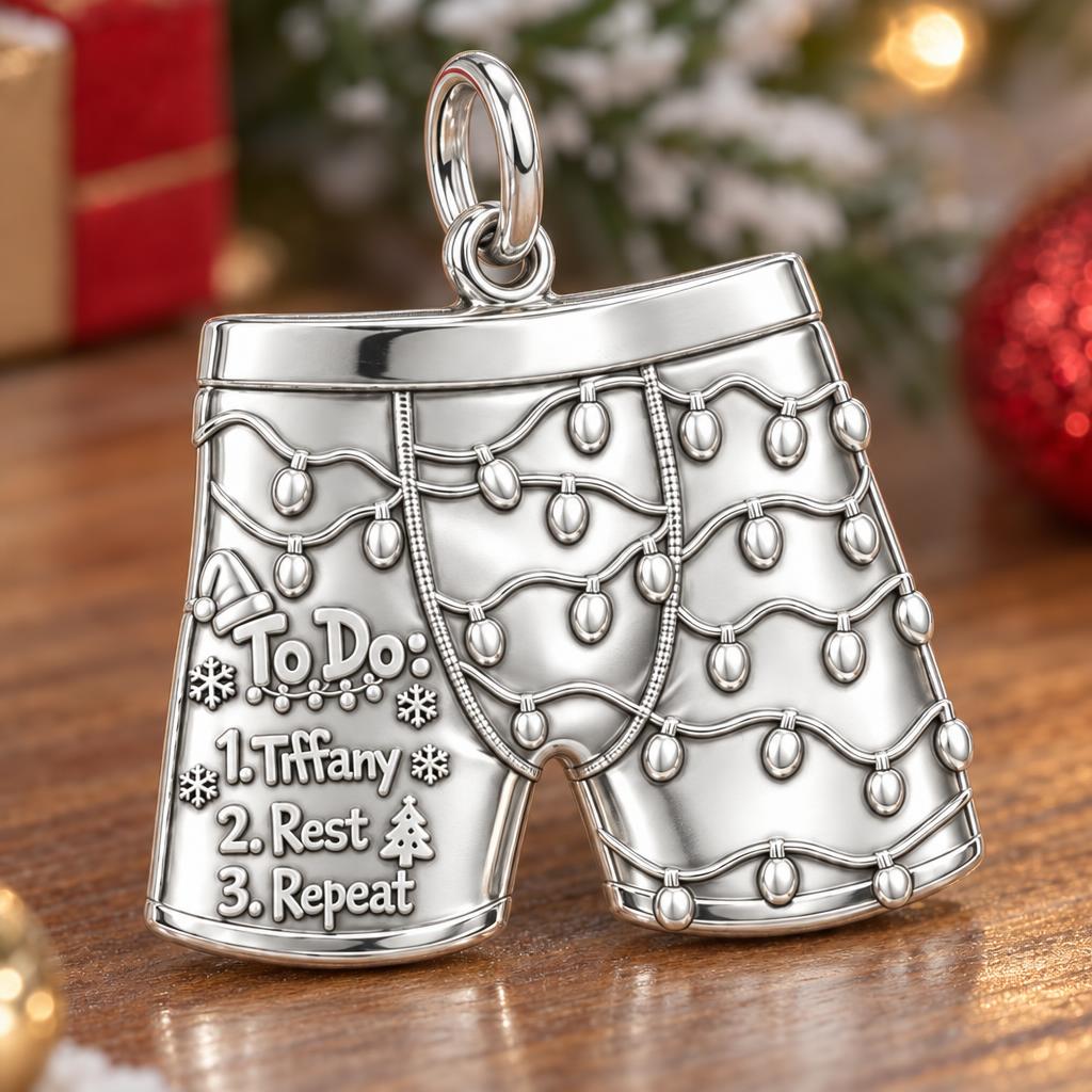 Festive Holiday Boxers Charm Bracelet – Personalized Couple Gift – macro detail of the charm