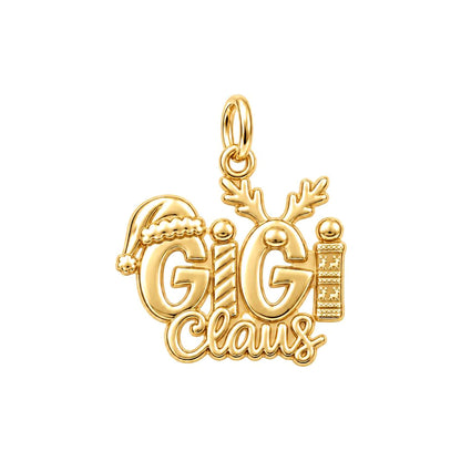 Festive Holiday Title Charm Bracelet – Personalized Nana Gift – 18K gold charm, front view