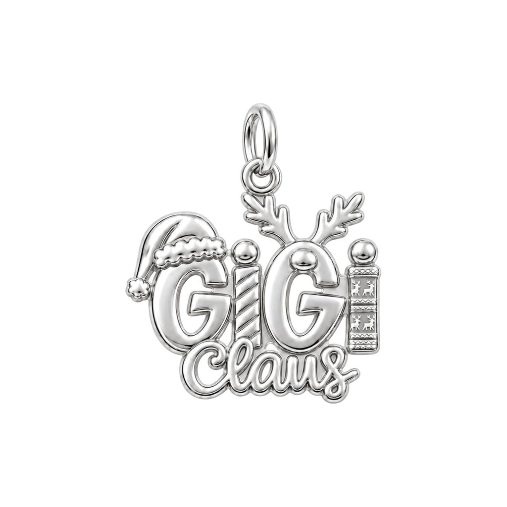 Festive Holiday Title Charm Bracelet – Personalized Nana Gift – silver charm, front view