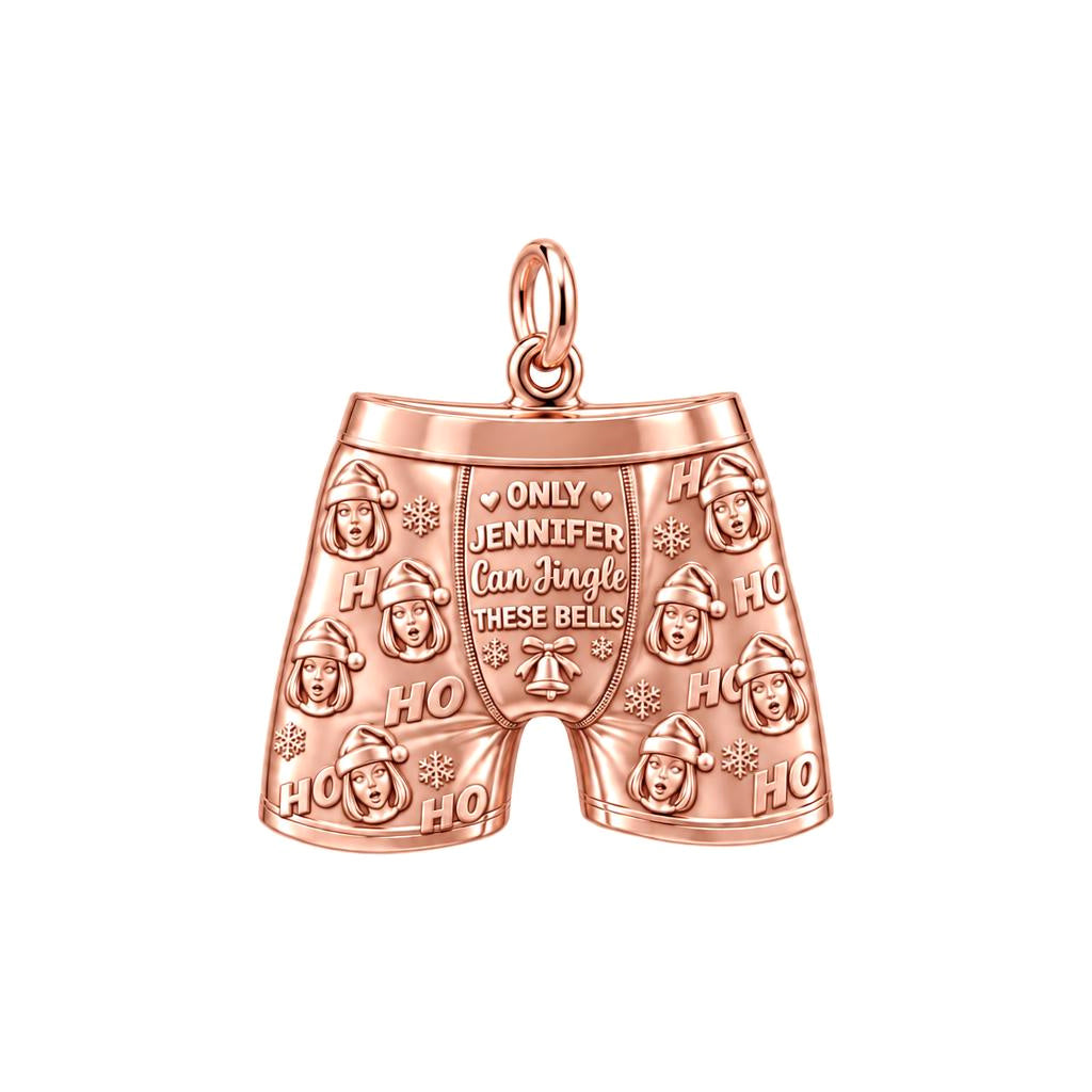 Festive Jingle Boxer Charm Bracelet – Personalized Couple Gift – rose gold 2 cm charm, front view