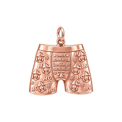 Festive Jingle Boxer Charm Bracelet – Personalized Couple Gift – rose gold 2 cm charm, front view