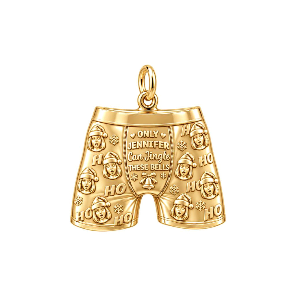 Festive Jingle Boxer Charm Bracelet – Personalized Couple Gift – 18K gold plated 2 cm charm, front view