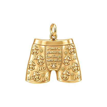 Festive Jingle Boxer Charm Bracelet – Personalized Couple Gift – 18K gold plated 2 cm charm, front view