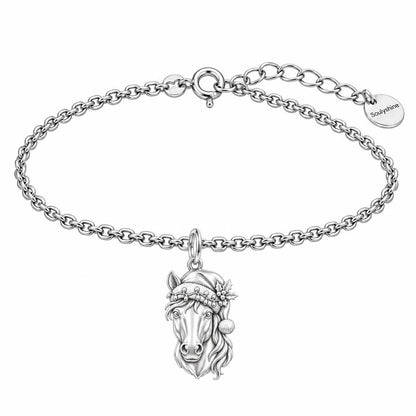 Festive Stable Spirit Charm Bracelet Set – silver, front view