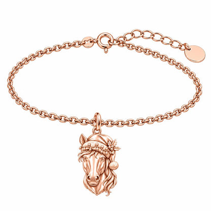 Festive Stable Spirit Charm Bracelet Set – rose gold, front view