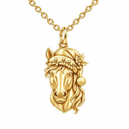 Festive Stable Spirit Charm Necklace Set – 18K gold, front view