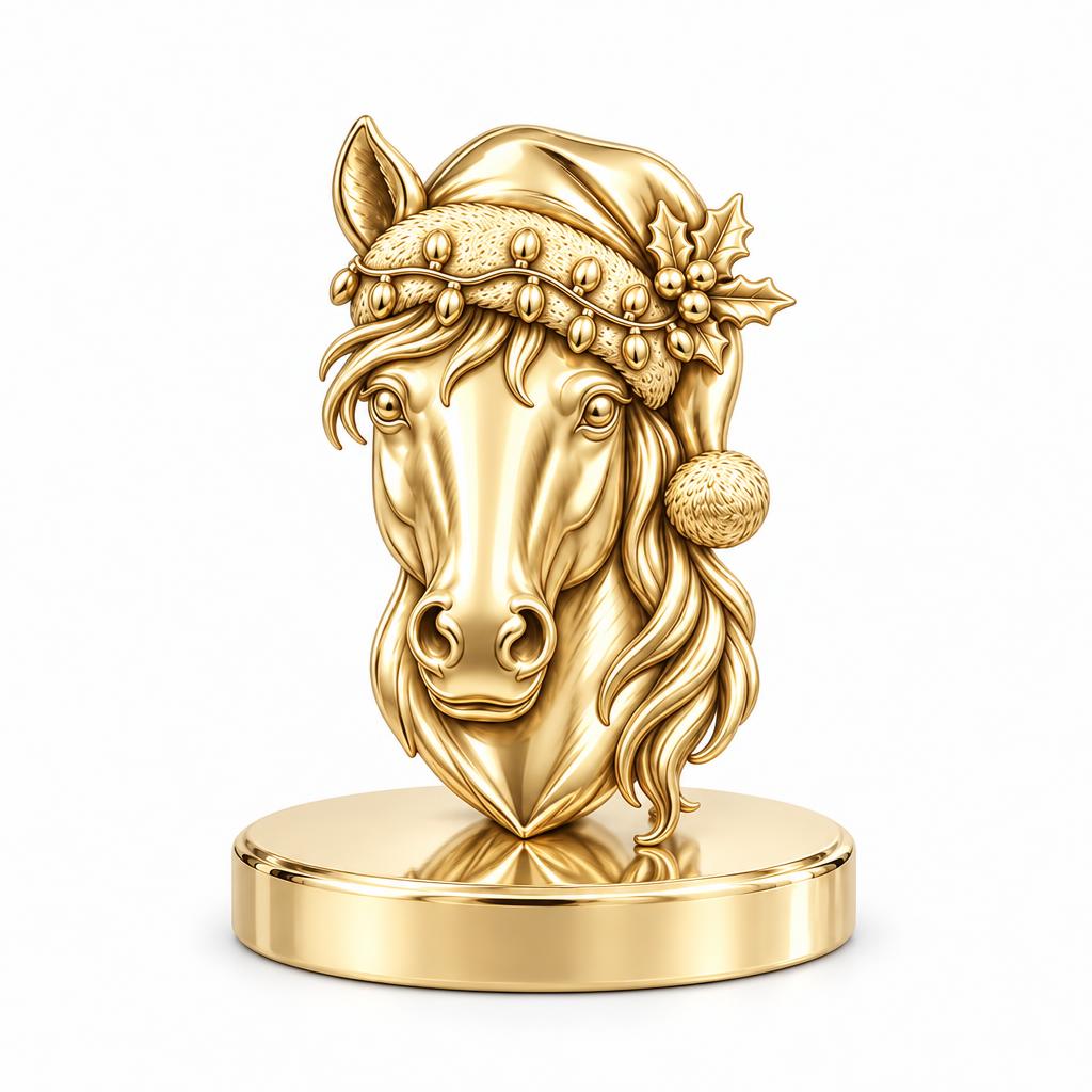 Festive Stable Spirit Keepsake Plaque – 18K gold, front view