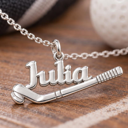 Field Hockey Stick Charm Bracelet – Personalized Athlete Gift – macro detail of the charm