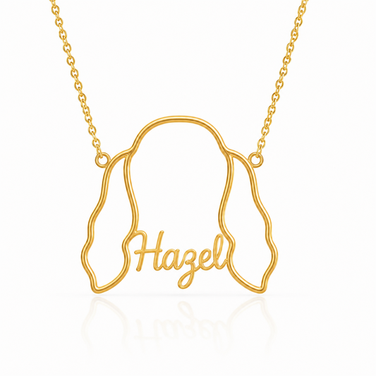 Field Spaniel Whisper of Paws - Personalized Outline Your Pet's Face and Name Necklace