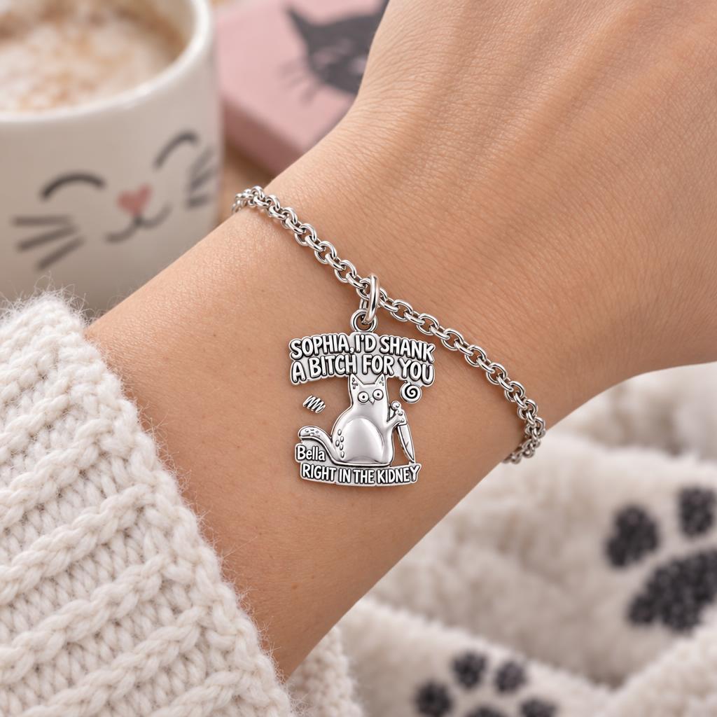 Fierce Feline Friendship Charm Bracelet Set – worn / in use