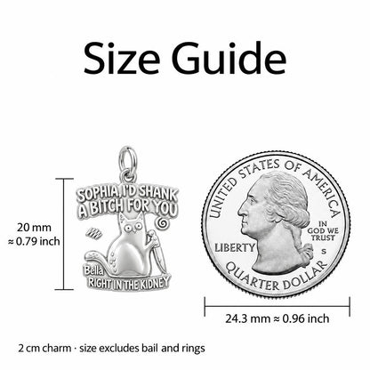 Fierce Feline Friendship Charm Bracelet Set – size guide, 13 mm charm next to a quarter