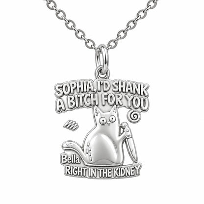 Fierce Feline Friendship Charm Necklace Set – silver, front view