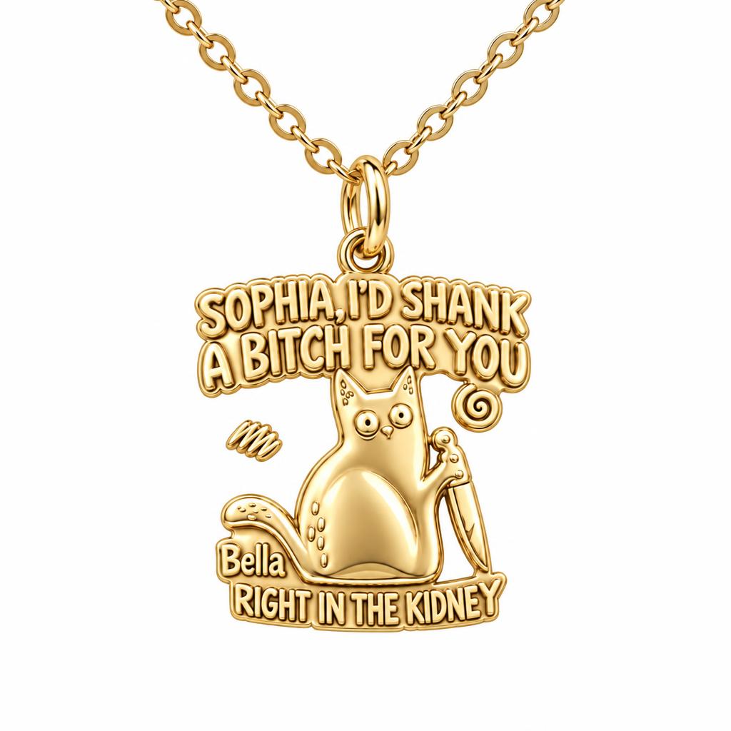 Fierce Feline Friendship Charm Necklace Set – 18K gold, front view