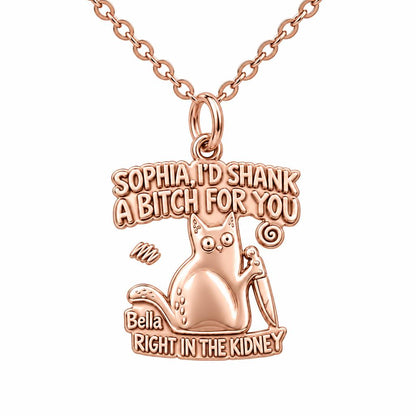 Fierce Feline Friendship Charm Necklace Set – rose gold, front view