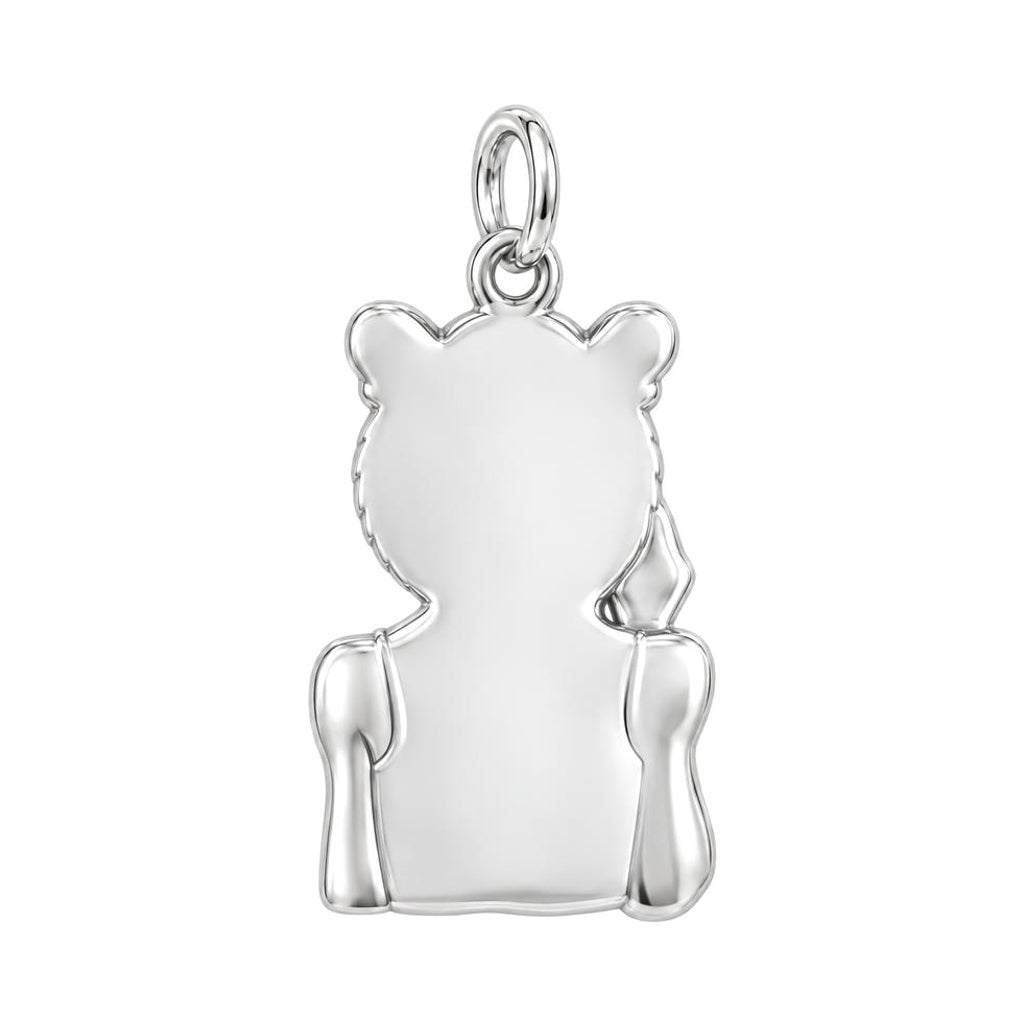 Fierce Grace Tiger Lady Charm Bracelet – Personalized Mom Gift – back of the charm, engraving area