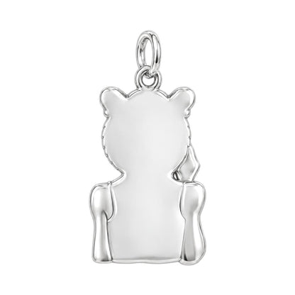 Fierce Grace Tiger Lady Charm Bracelet – Personalized Mom Gift – back of the charm, engraving area